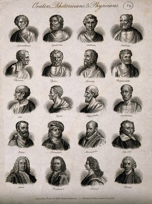 view Twenty portraits of orators and physicians. Engraving by J.W. Cook, 1825.