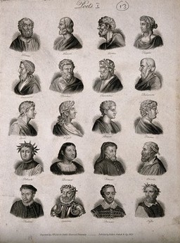 Poets: twenty portraits. Engraving by J.W. Cook, 1825.