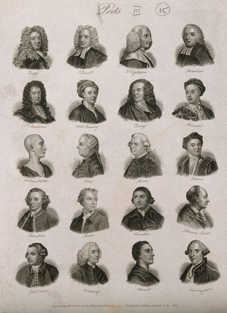 Poets: twenty portraits of writers. Engraving by J.W. Cook, 1825.