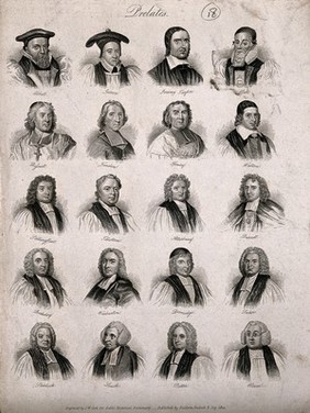 Prelates: twenty portraits. Engraving by J.W. Cook, 1825.