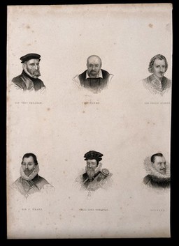 Six portraits of eminent sixteenth century men. Engraving.