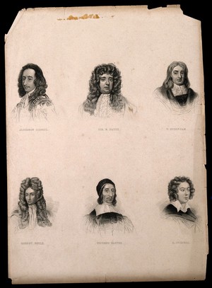 view Six portraits of eminent seventeenth century men. Engraving.