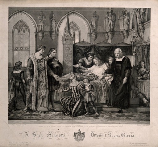 Charles VIII visiting the deathbed of Gian Galazzo Sforza at