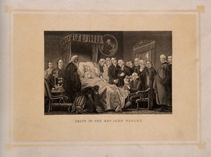 view The death-bed of John Wesley, 1791. Process print after J. Sartain after M. Claxton.