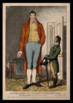 view William Bradley, a giant. Coloured etching, 1810.
