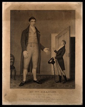 William Bradley, a giant. Engraving by S. Freeman, 1811, after T. Peat.