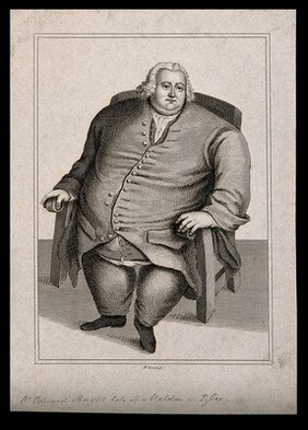 Edward Bright, a man weighing forty three and a half stone. Line engraving by R. Graves.