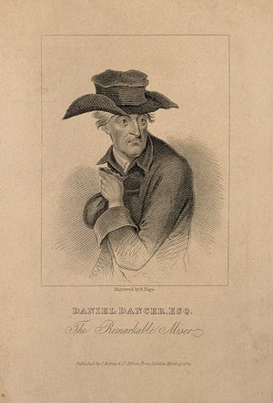 view Daniel Dancer, a miser. Stipple engraving by R. Page, 1821.