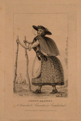 Jenny Darney, a travelling eccentric. Stipple engraving by R. Cooper, 1821.