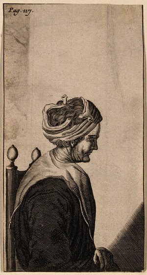 view Mary Davis, a woman with horns. Line engraving.