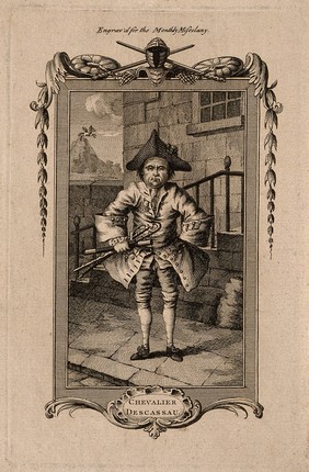 Le Chevalier Michel Descazeaux du Halley, an eccentric. Etching.