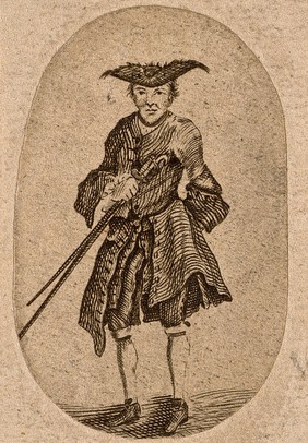 Le Chevalier Michel Descazeaux du Halley, an eccentric. Etching.