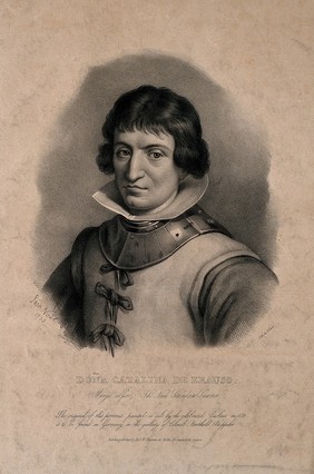 Catalina d'Erauso, a Spanish nun who lived as a male soldier in America. Lithograph by A.L. Noël, 1833, after F. Pacheco.