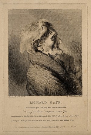 view Richard Gaff, a very old man. Etching by W. Long after himself.