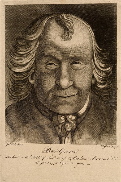 Peter Garden aged 131. Line engraving by H. Gavin after J. Wales.