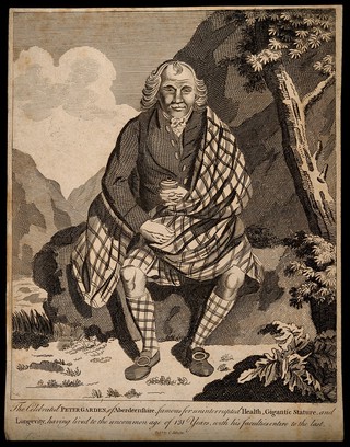 Peter Garden aged 131. Engraving.
