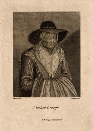 view Mother George, aged about 140. Line engraving by Lydekker, 1795, after M. Powell.