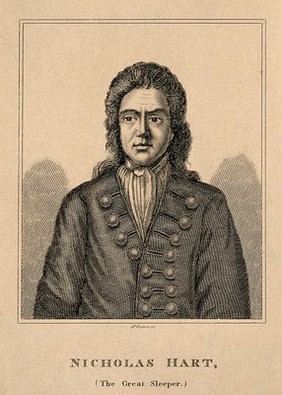 Nicholas Hart, a hypersomnic man. Line engraving by R. Graves.