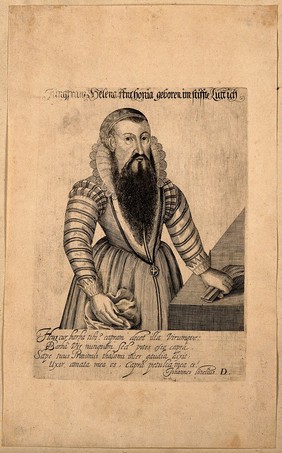 Helena Antonio, a bearded woman. Line engraving.