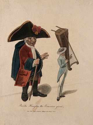Basilio Huaylas, a giant. Coloured stipple engraving, 1805.
