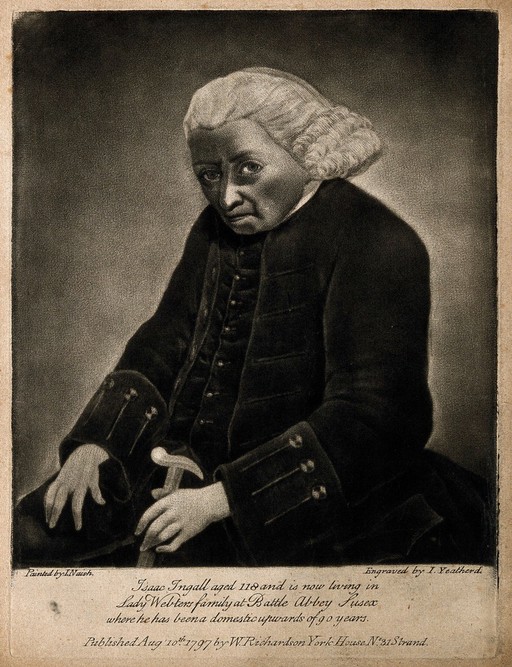 Isaac Ingall, aged 118. Mezzotint by I. Yeatherd, 1797, after J. Nash.