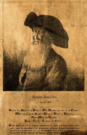 view Henry Jenkins, aged 169. Lithograph after Walker.