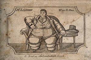 view Daniel Lambert, weighing 51 stone. Etching.