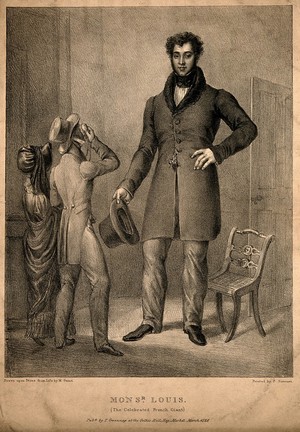 view Louis, a giant. Lithograph by M. Gauci, 1826.