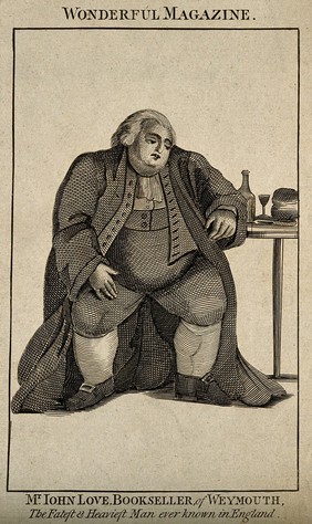 John Love, a very large man. Line engraving.