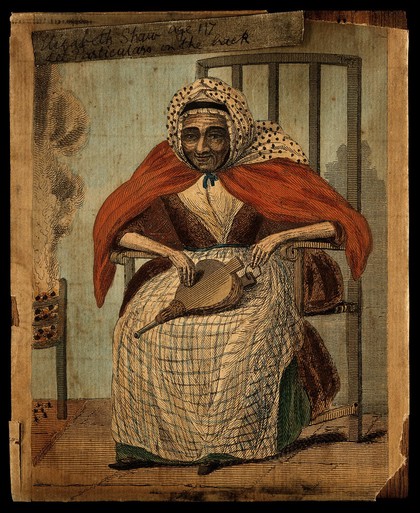 Elizabeth Shaw, aged 117. Coloured etching by B. Howlett, 1800, after R. Sheardown, 1780.