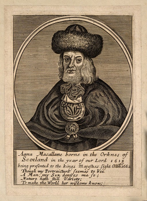 Anna Macallame, a bearded lady. Line engraving.