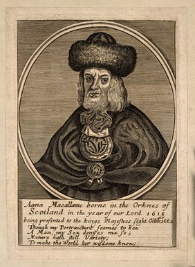 Anna Macallame, a bearded woman. Line engraving.