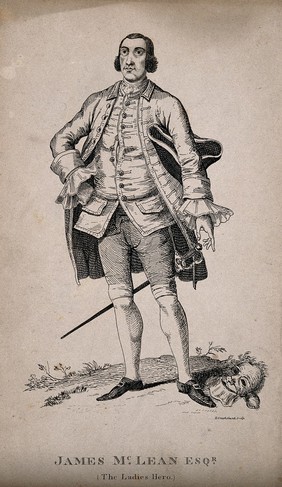 James McLean, known as 'the gentleman highwayman'. Etching by G. Cruikshank.