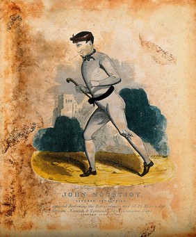 John Mountjoy, a pedestrian. Coloured line engraving.