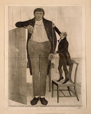 view Patrick O'Brien, a giant. Etching by J. Kay, 1803.