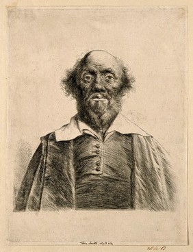 An old man, designated as Thomas Smith, aged 112. Etching by Jan Lievens.