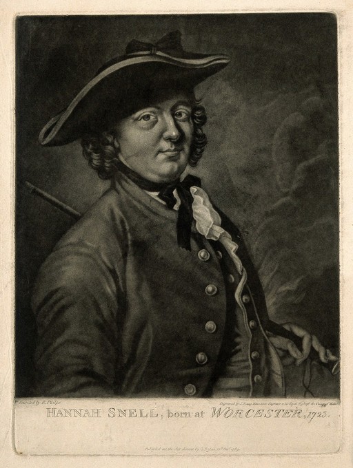 Hannah Snell, a woman who passed as a soldier. Mezzotint by J. Young, 1789, after R. Phelps.