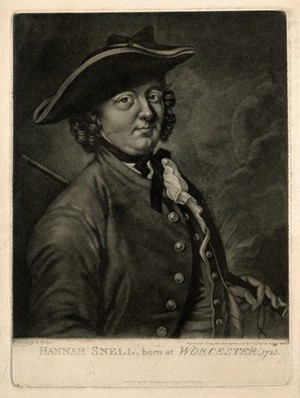 view Hannah Snell, a woman who passed as a soldier. Mezzotint by J. Young, 1789, after R. Phelps.