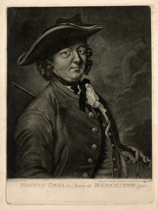 Hannah Snell, a woman who passed as a soldier. Mezzotint by J. Young, 1789, after R. Phelps.
