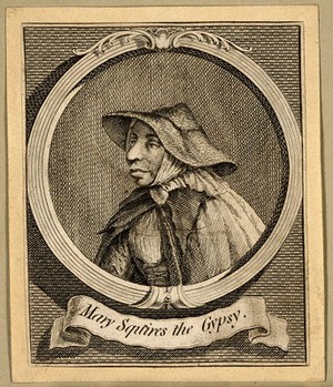 view Mary Squires, a gypsy renowned for her ugliness. Engraving.