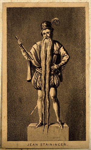 view Johann Staininger, a man with a very long beard. Aquatint.