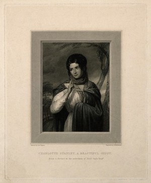 view Charlotte Stanley, a beautiful gypsy. Line engraving by J.H. Robinson after Sir G. Hayter.