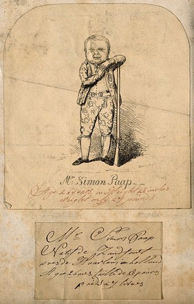 Simon Paap, a dwarf. Etching by G. Cruikshank.