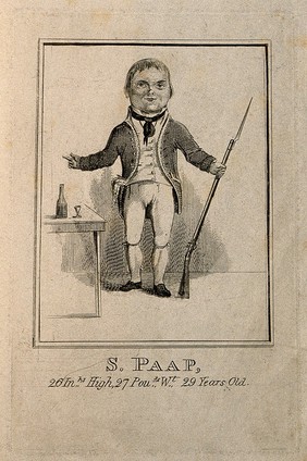 Simon Paap, a dwarf. Engraving.