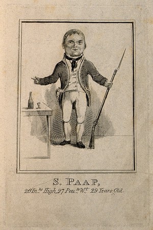 view Simon Paap, a dwarf. Engraving.