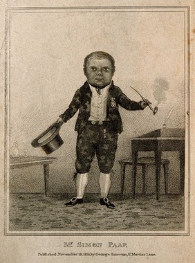 Simon Paap, a dwarf. Stipple engraving, 1815.