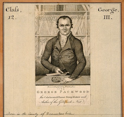 George Packwood: portrait on a prepared mount with watercolour border. Stipple engraving by A. Walkinshaw, 1796.