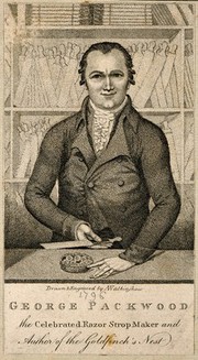 George Packwood: portrait on a prepared mount with watercolour border. Stipple engraving by A. Walkinshaw, 1796.