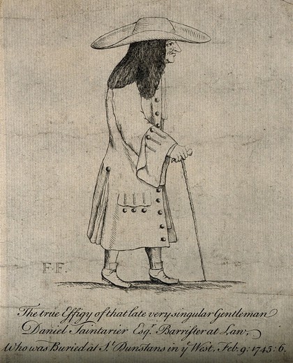 Daniel Taintarier, an eccentric barrister. Etching by E. Fauquier.