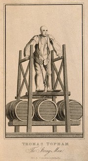 Thomas Topham, lifting 1836 lbs. Engraving after C. Leigh.